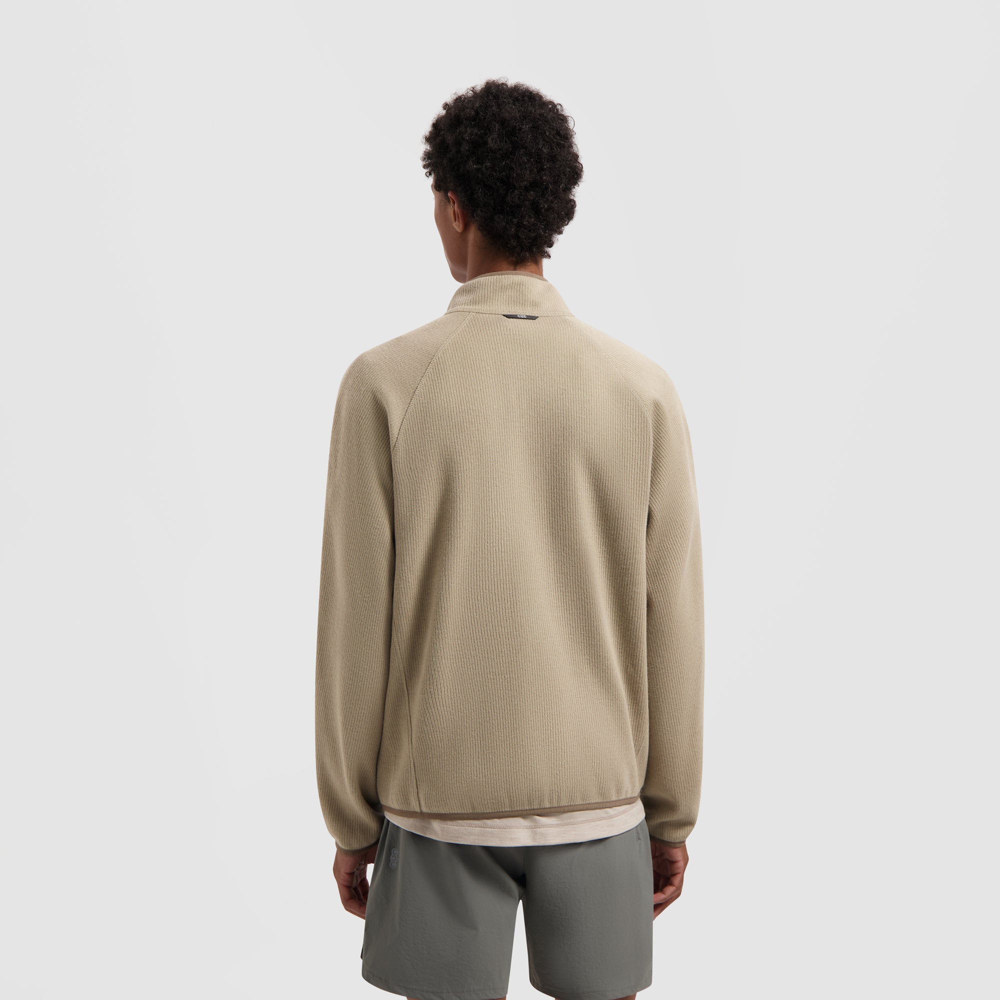 10 Year Textured Zip Mock - Greige