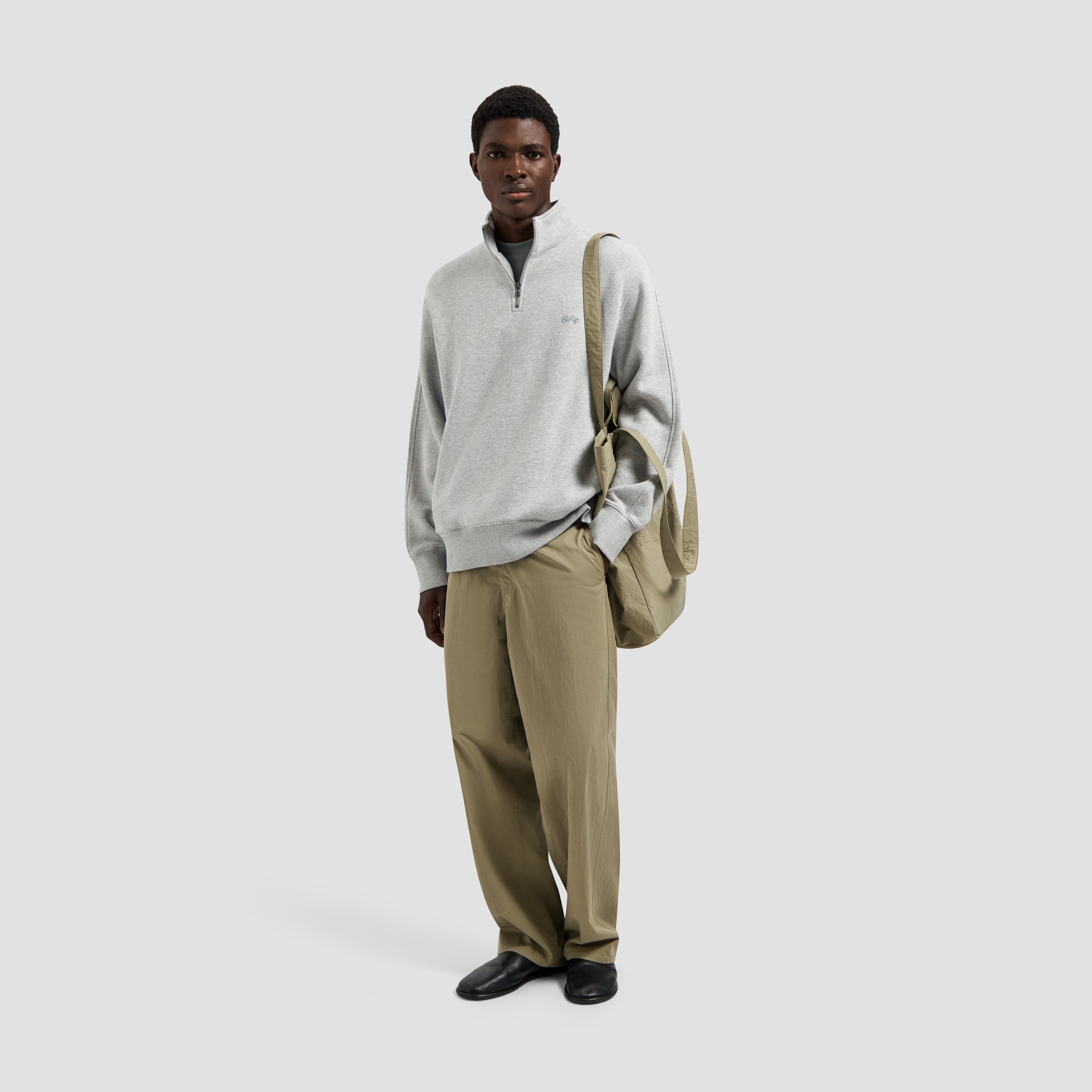Signature Zip Mock - Heather Grey