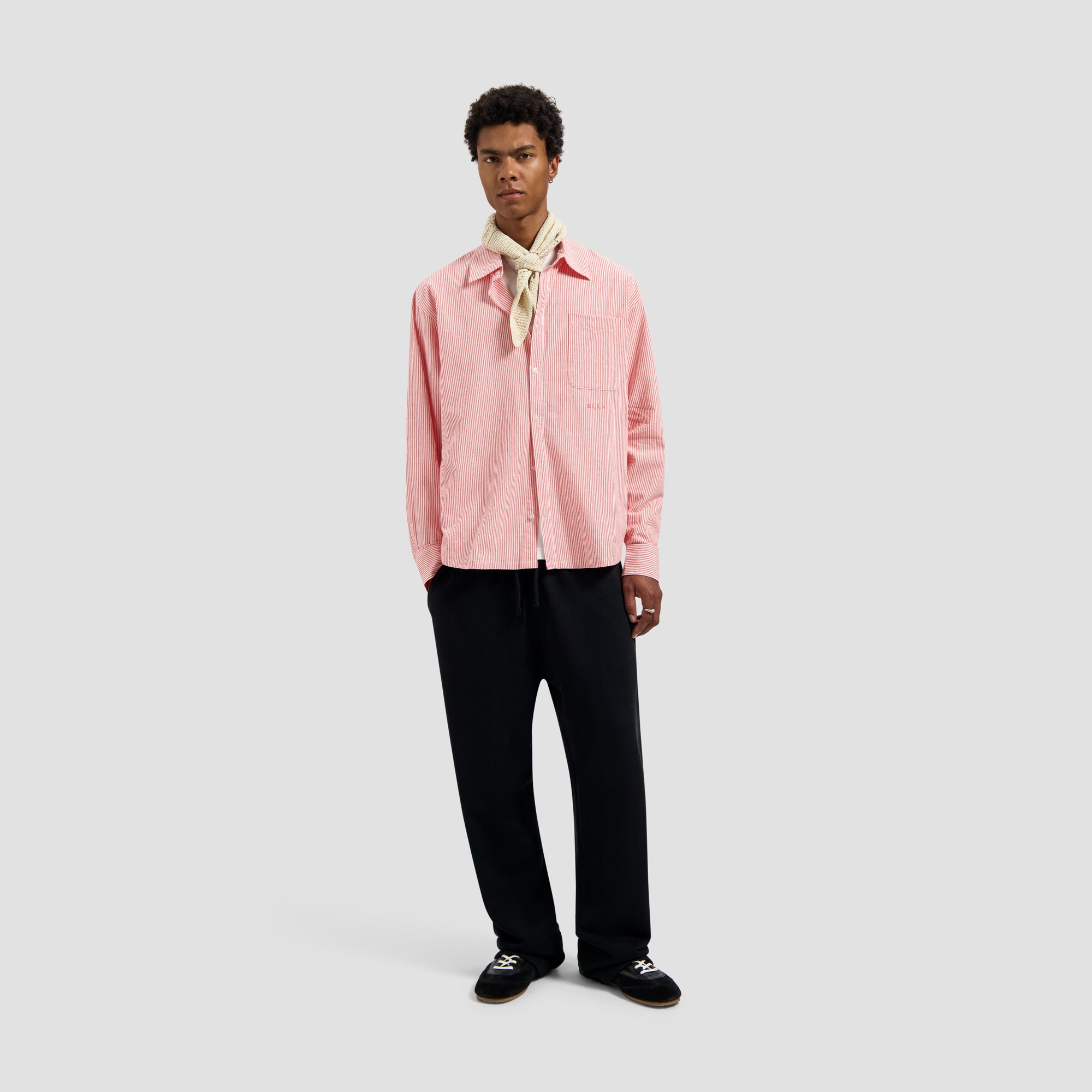Oversized Stripe Oxford Shirt - Burnt Coral