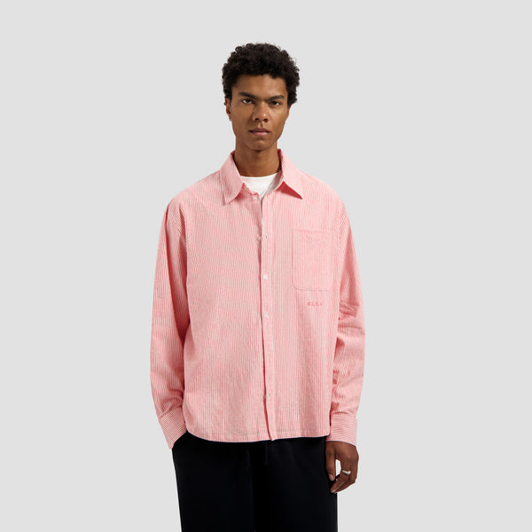 Oversized Stripe Oxford Shirt - Burnt Coral