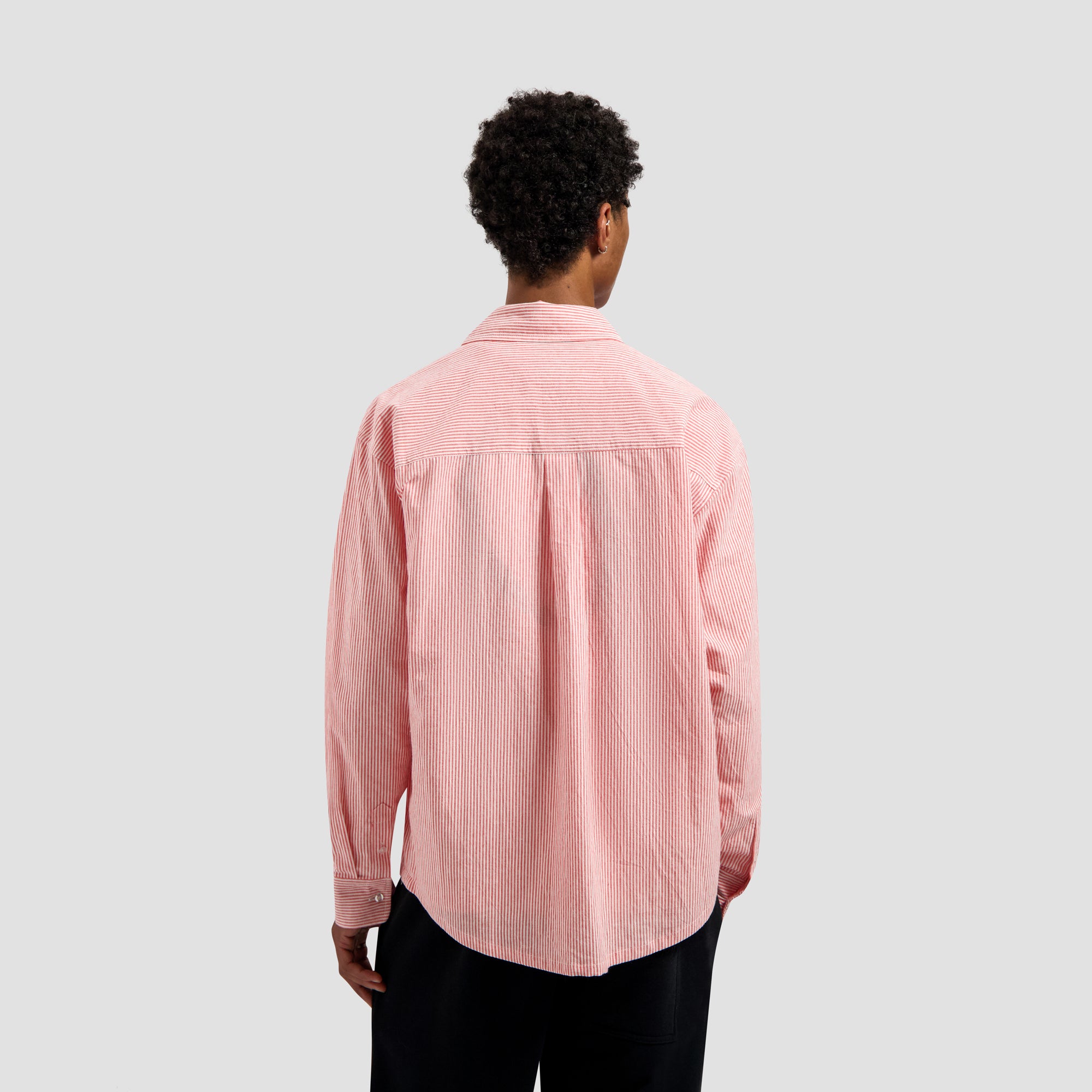 Oversized Stripe Oxford Shirt - Burnt Coral