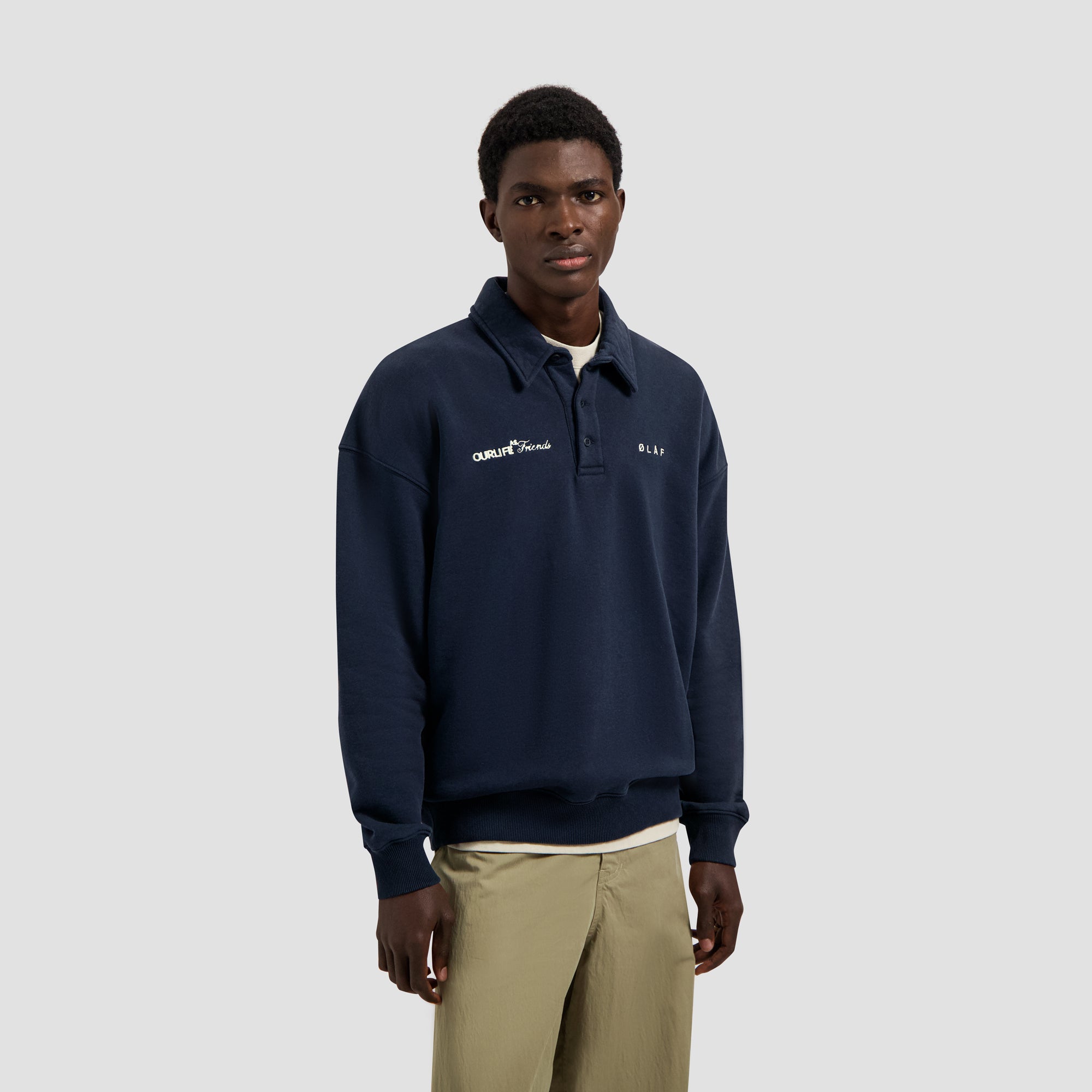 Script Friends Oversized Polo - Navy