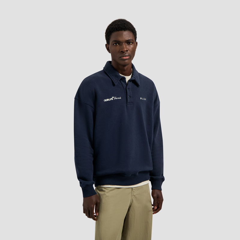 Script Friends Oversized Polo - Navy