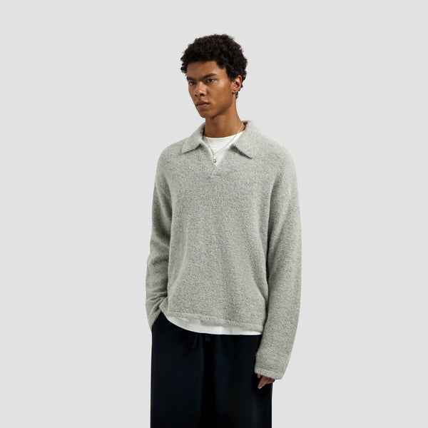 Signature Knitted Polo - Heather Grey