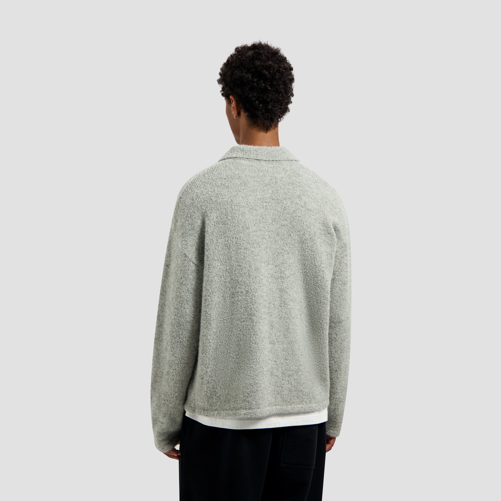 Signature Knitted Polo - Heather Grey