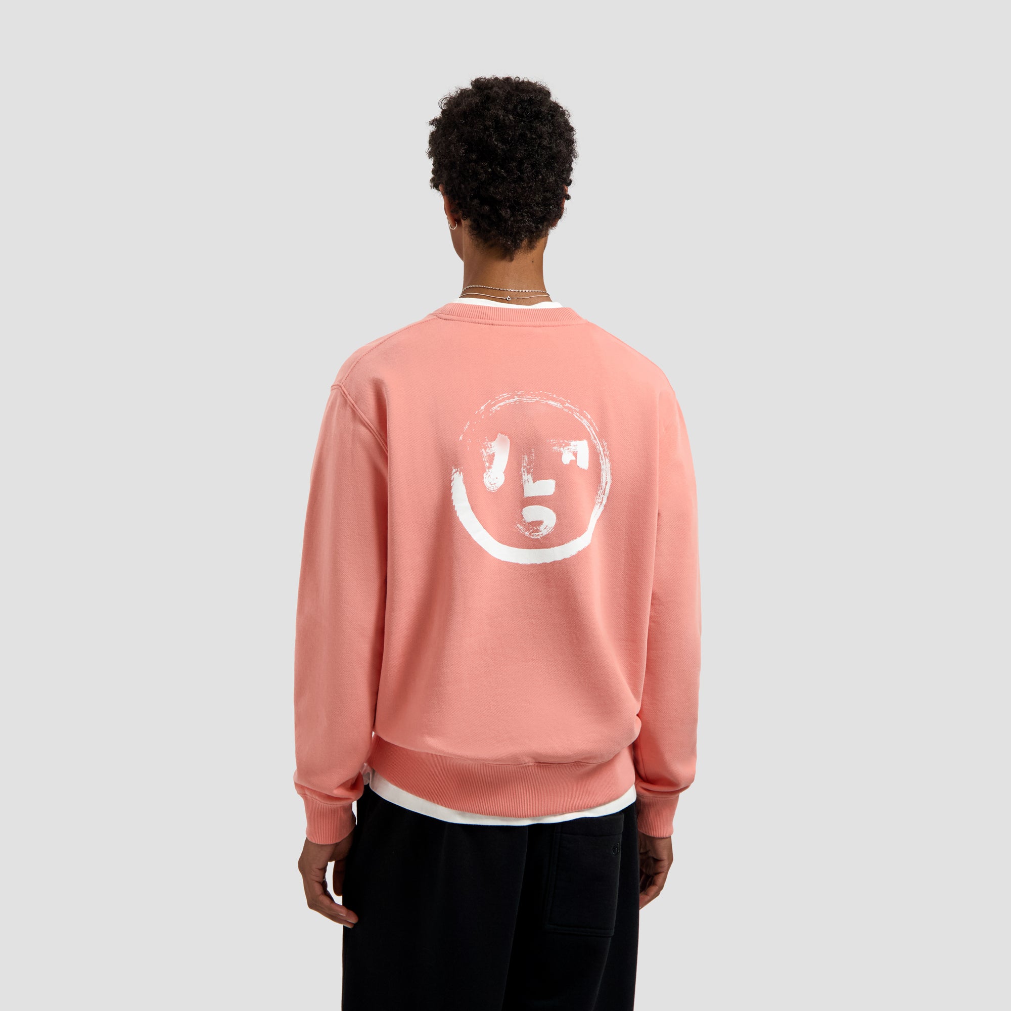 Brushstroke Face Crewneck - Burnt Coral