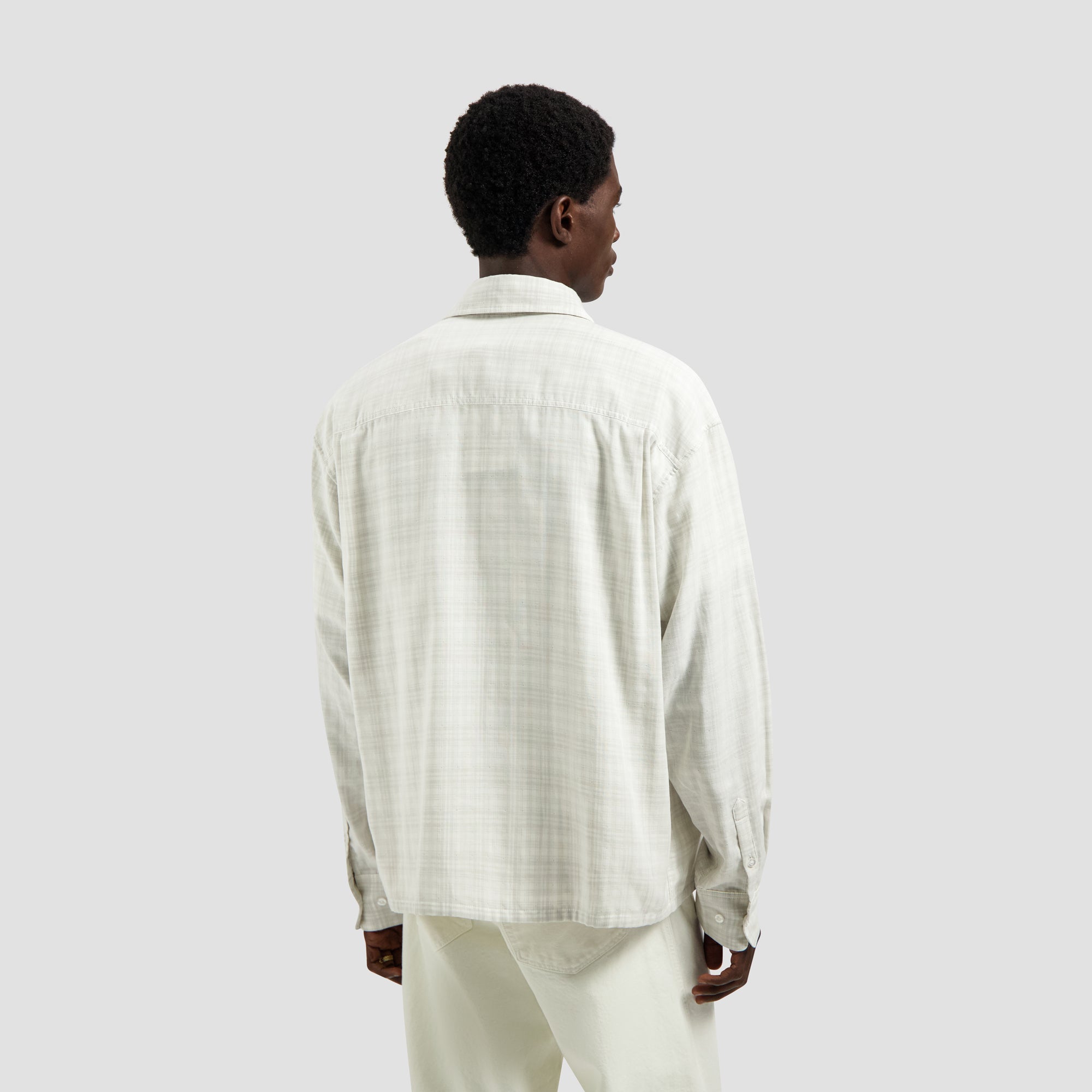 Double Faced Checked Boxy Shirt - Off White