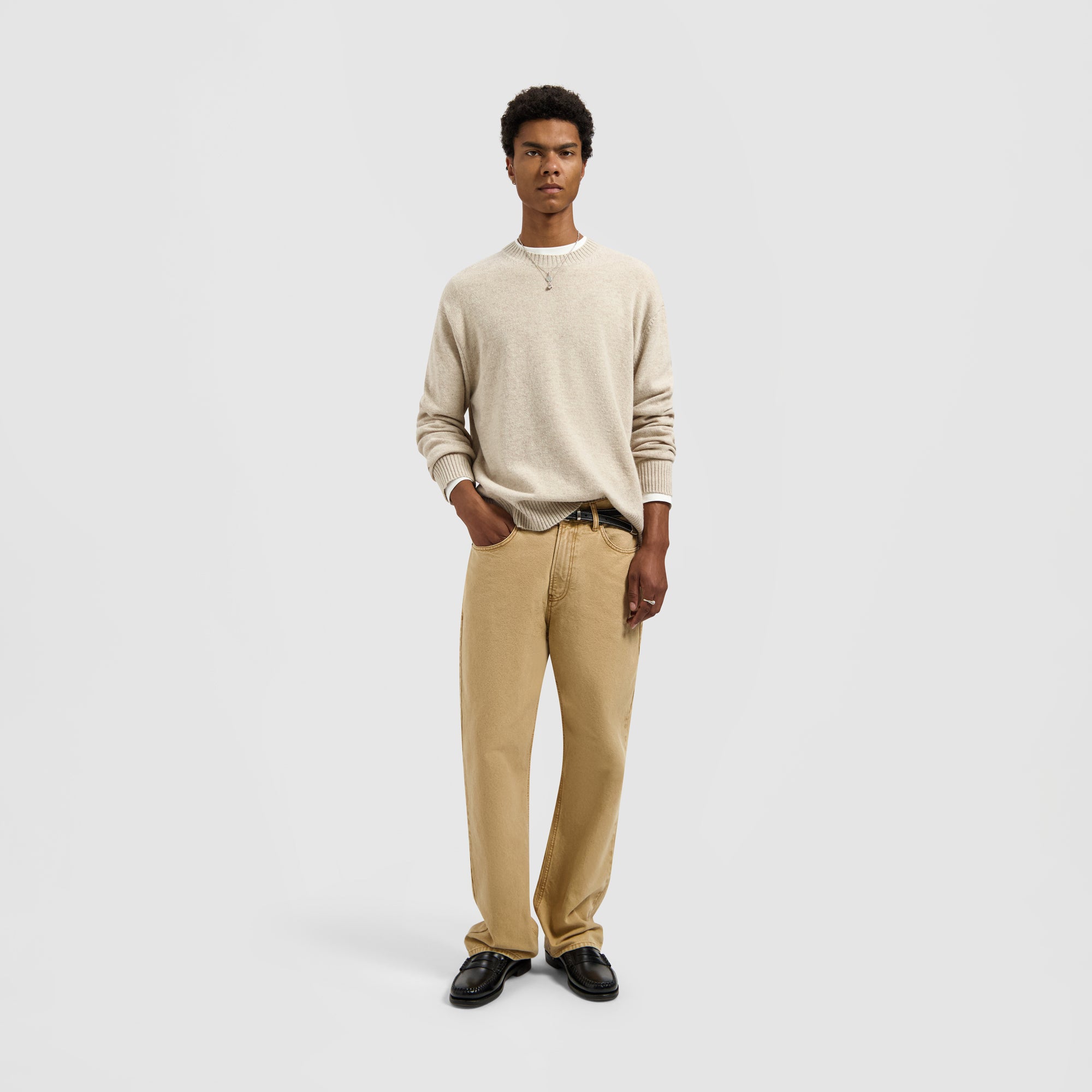 Essential Knitted Crewneck - Cement