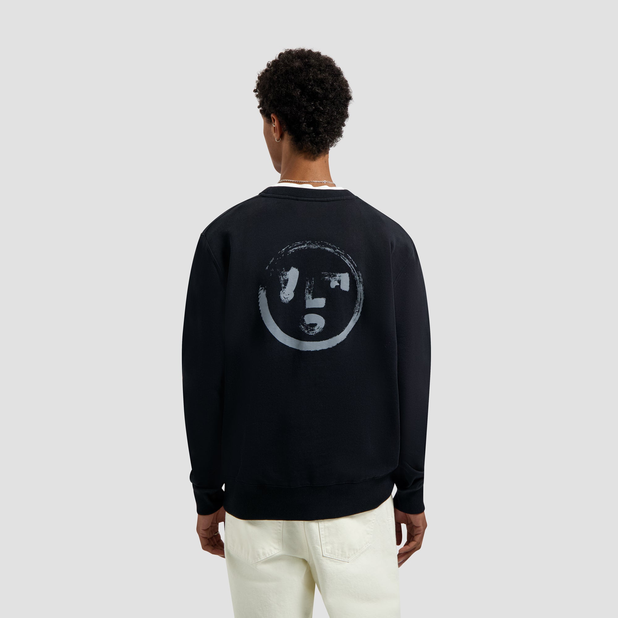 Brushstroke Face Crewneck - Black