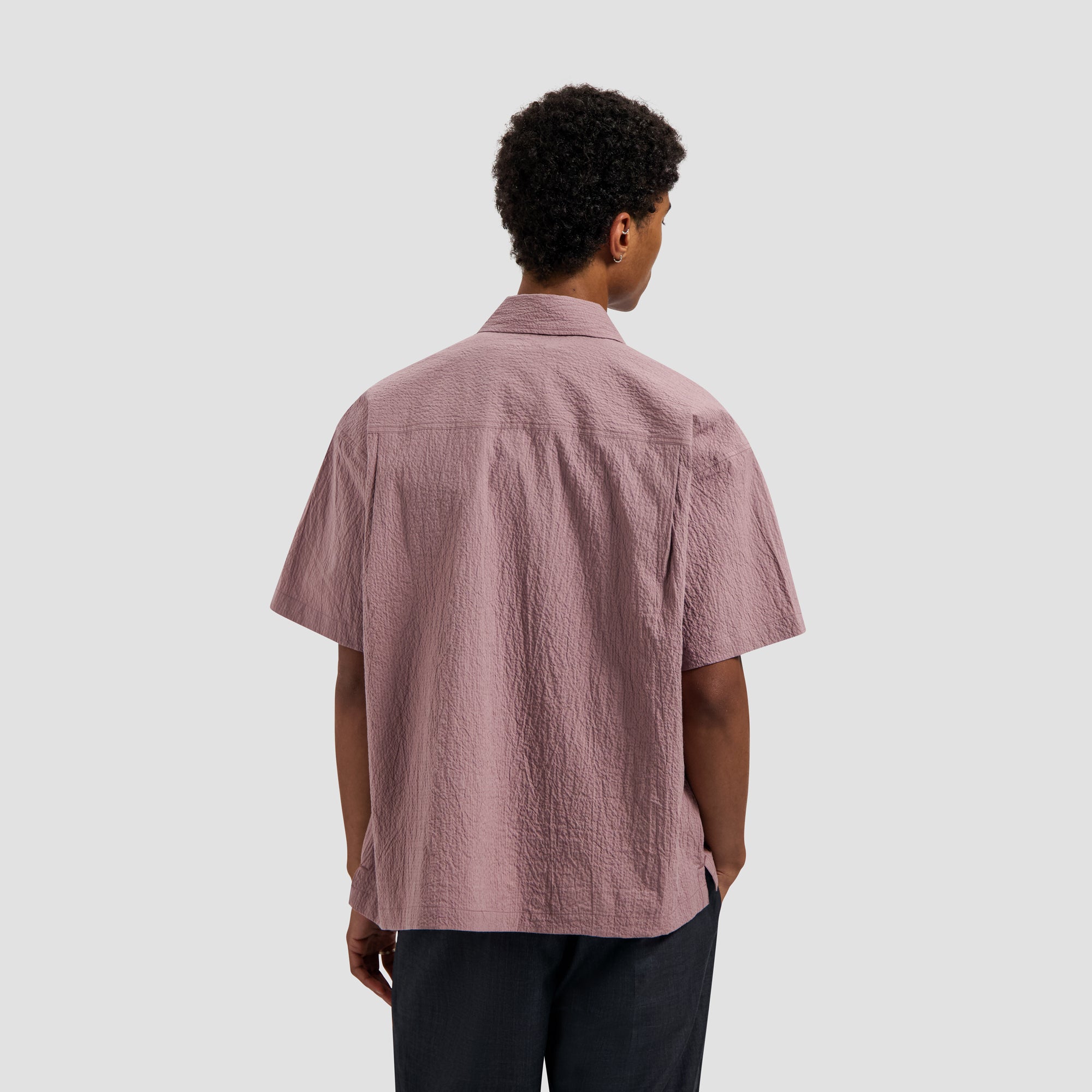 Stripe Boxy SS Shirt - Twilight Mauve