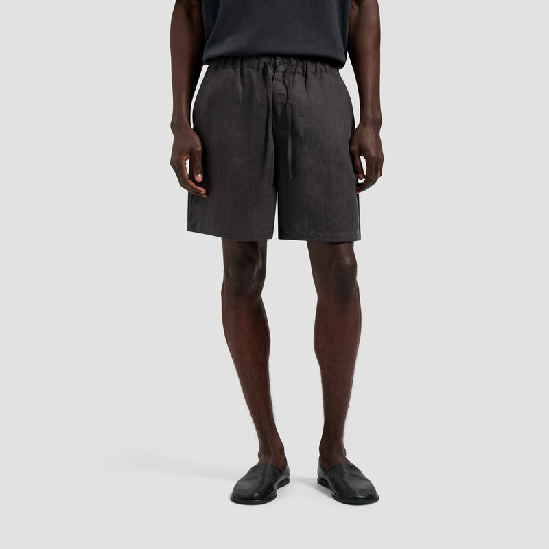Linen Blend Short - Charcoal