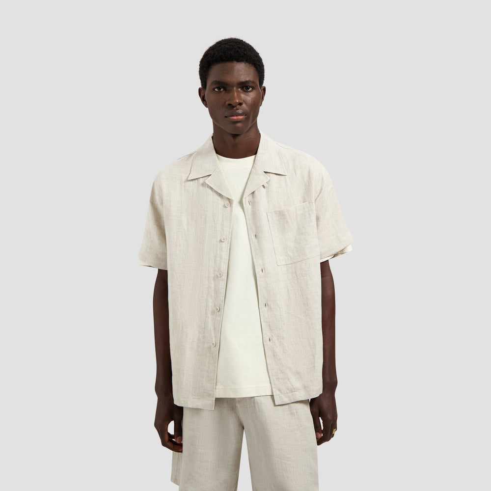 LINEN BLEND SS SHIRT | OFF WHITE