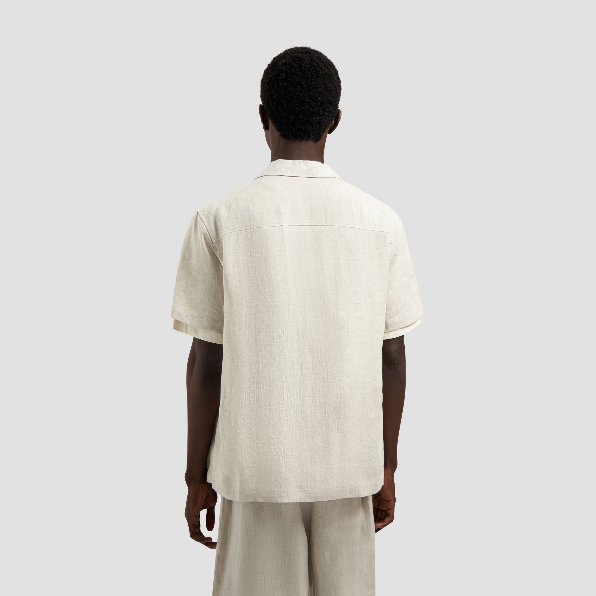 Linen Blend SS Shirt - Off White