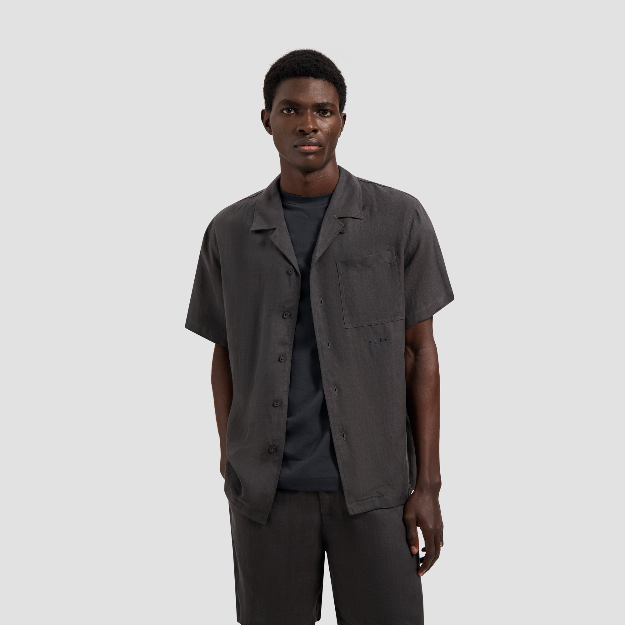 Linen Blend SS Shirt - Charcoal – OLAF