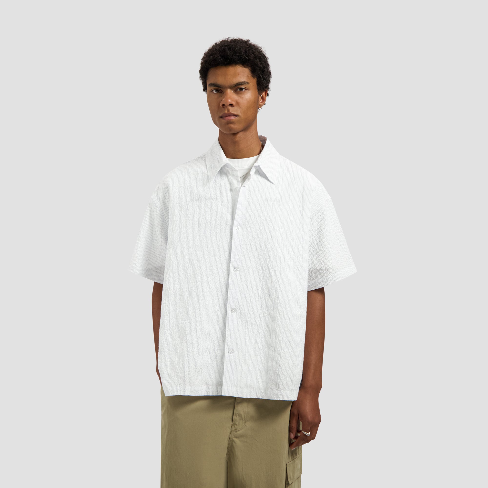 Stripe Boxy SS Shirt - Optical White