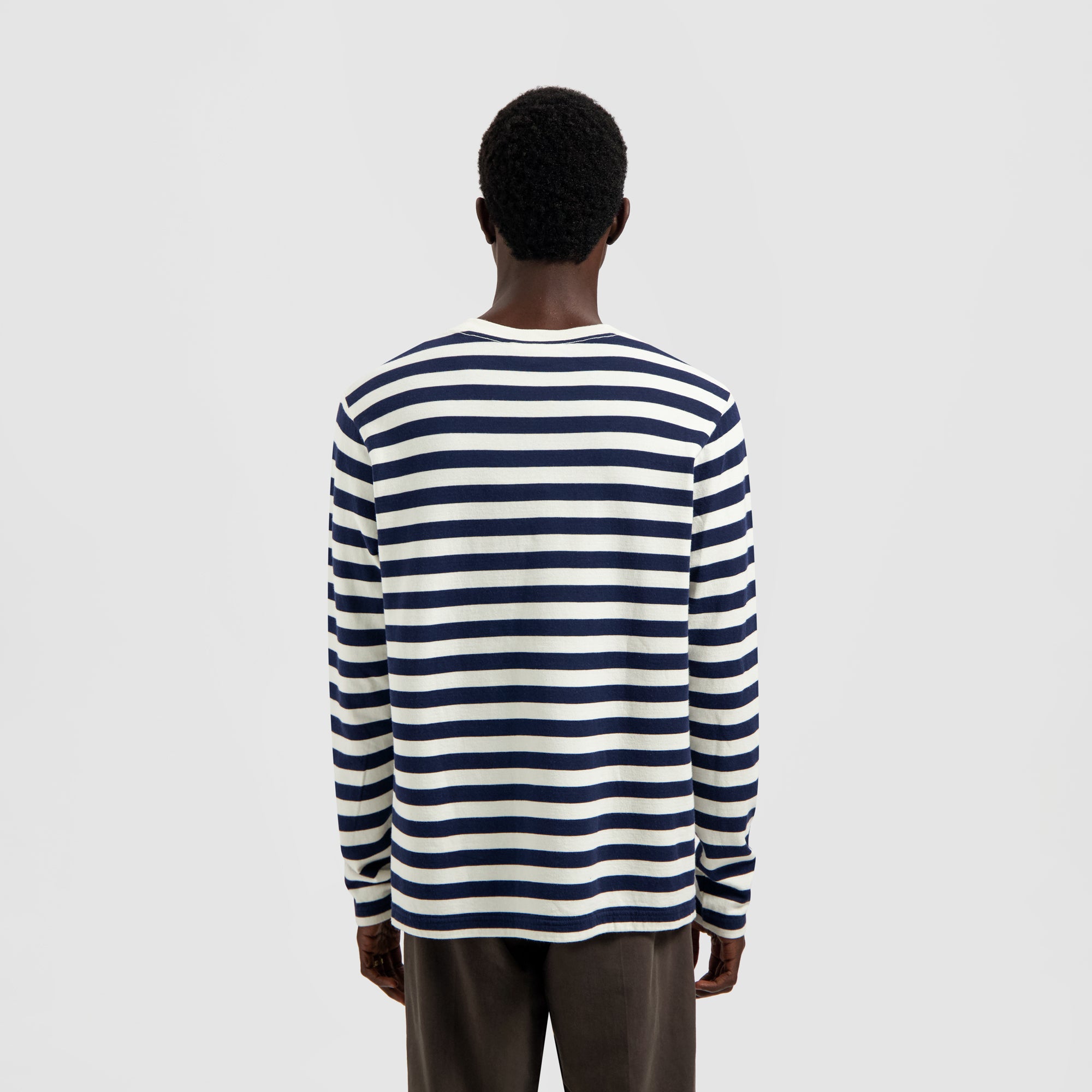 Stripe Sans LS Tee - White / Blue