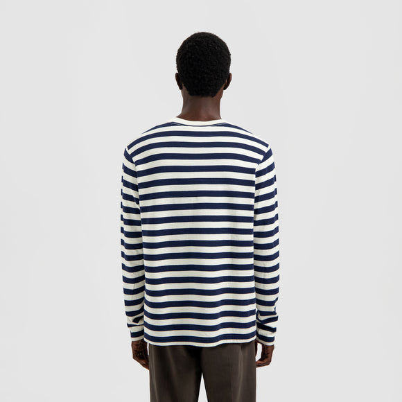 Stripe Sans LS Tee - White / Blue