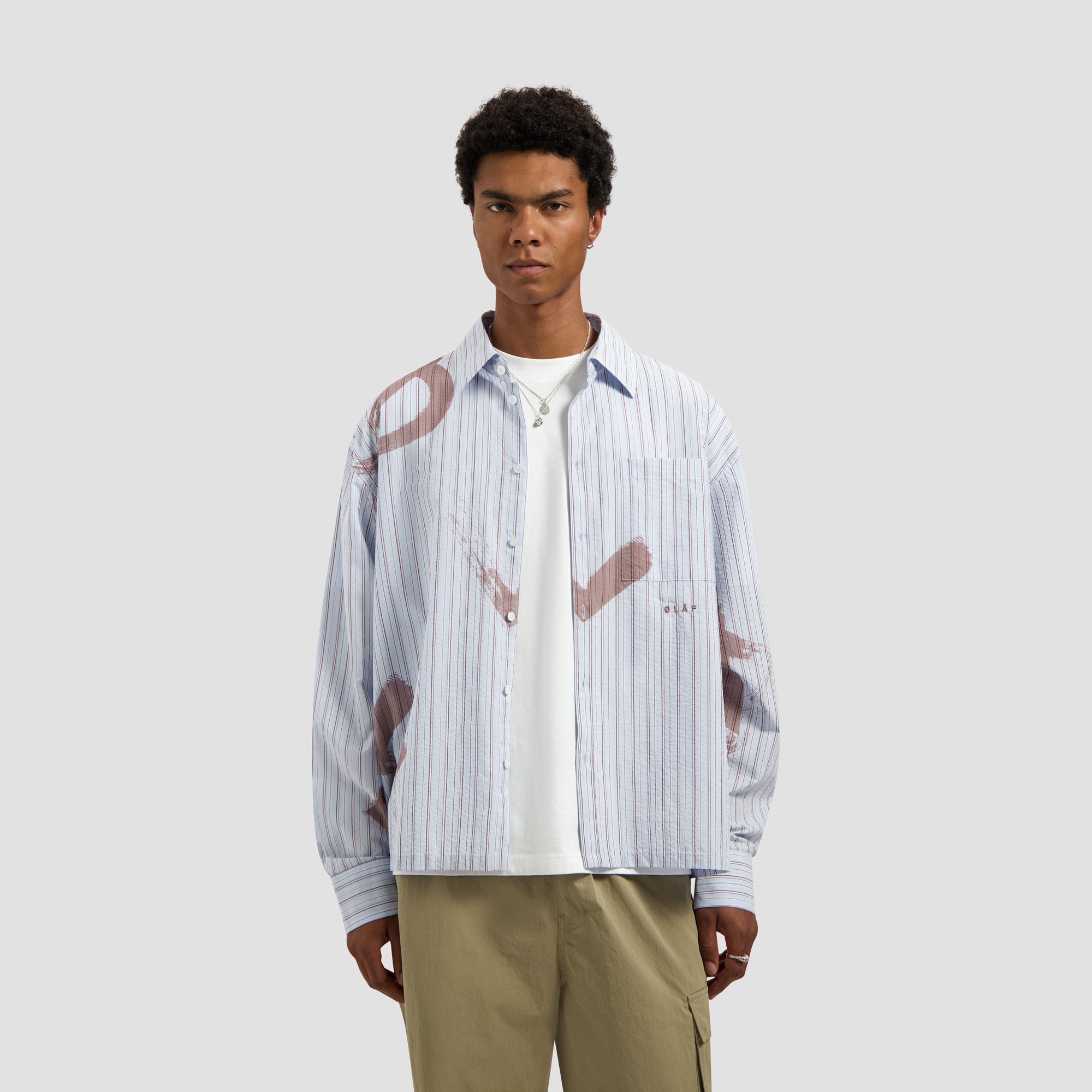 Brushstroke Logo Stripe LS Shirt - Twilight Mauve/Open Air