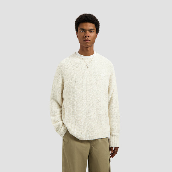Textured Boxy Knitted Crewneck - Off White