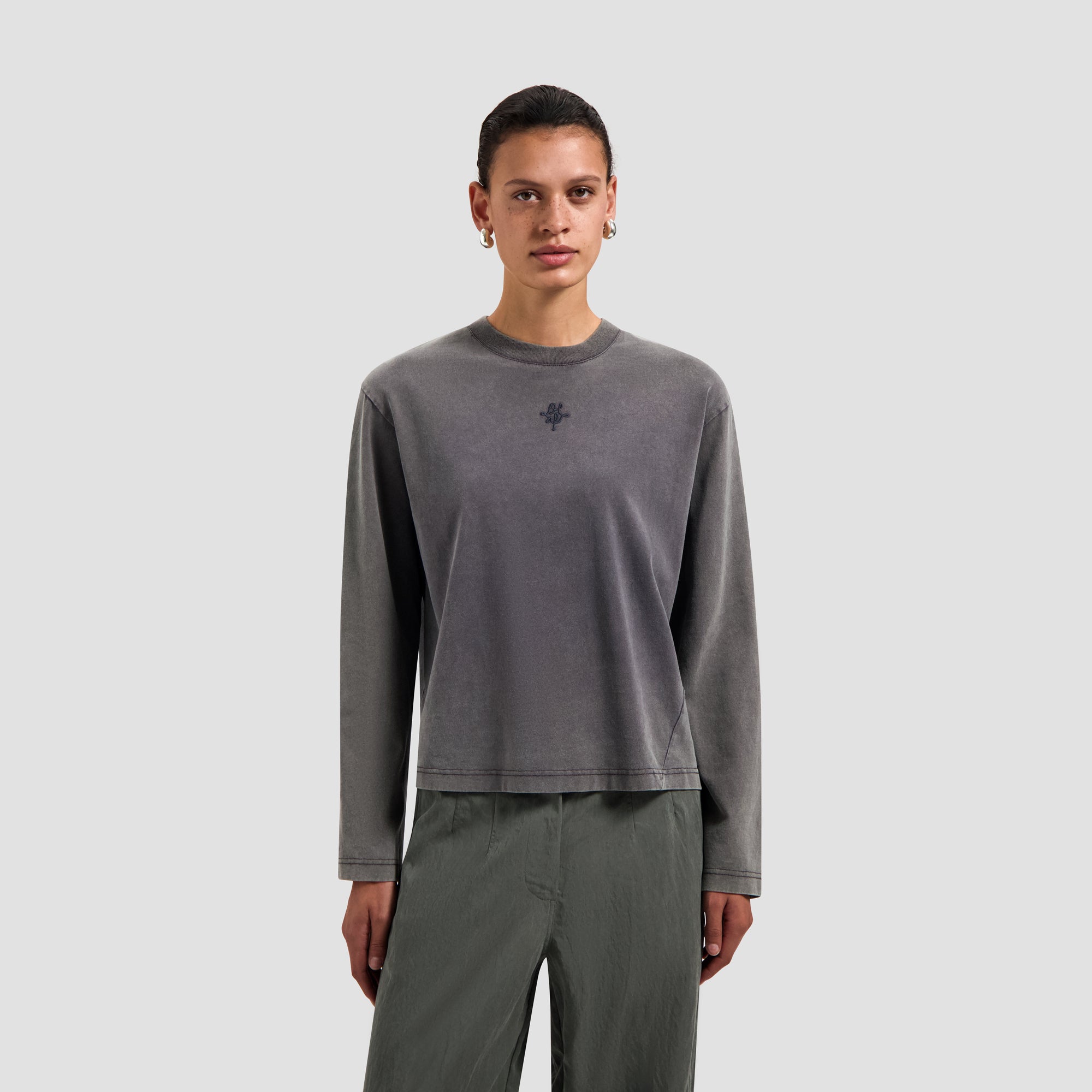 Monogram Washed Tee - Charcoal