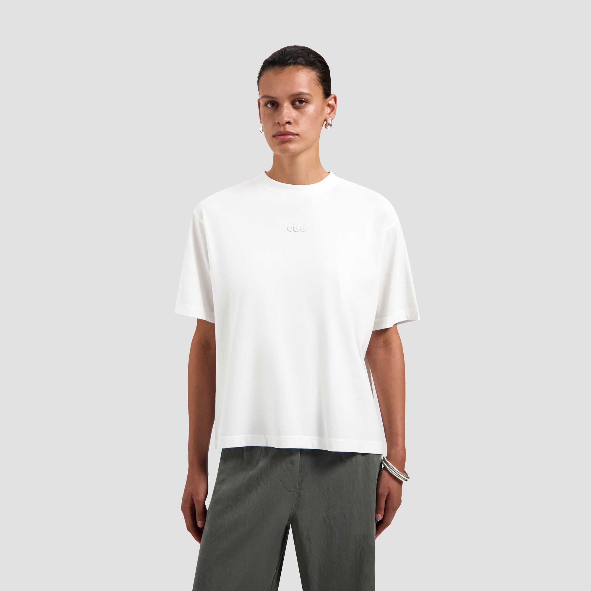 Brushstroke Graphic Boxy Tee - Optical White