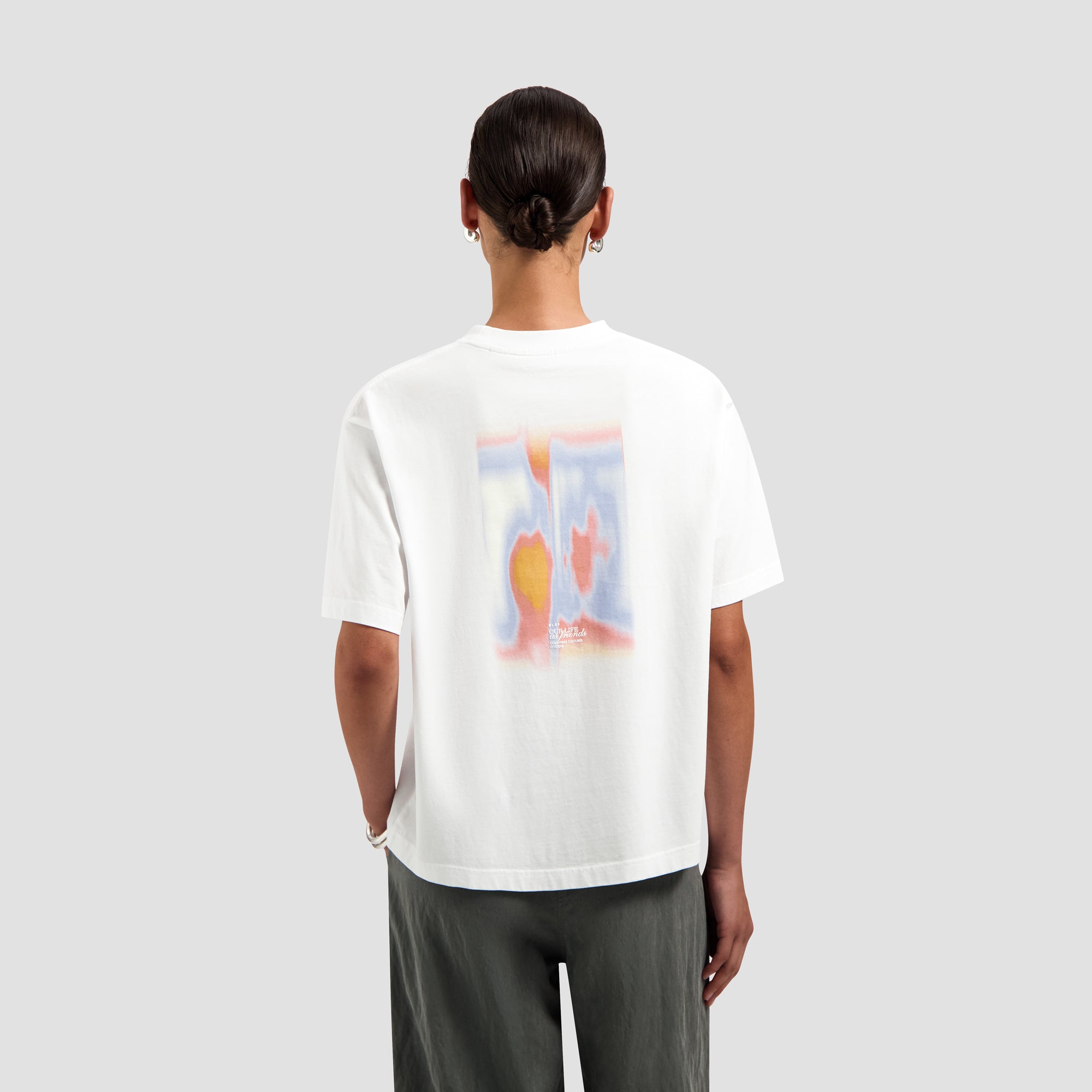 Brushstroke Graphic Boxy Tee - Optical White