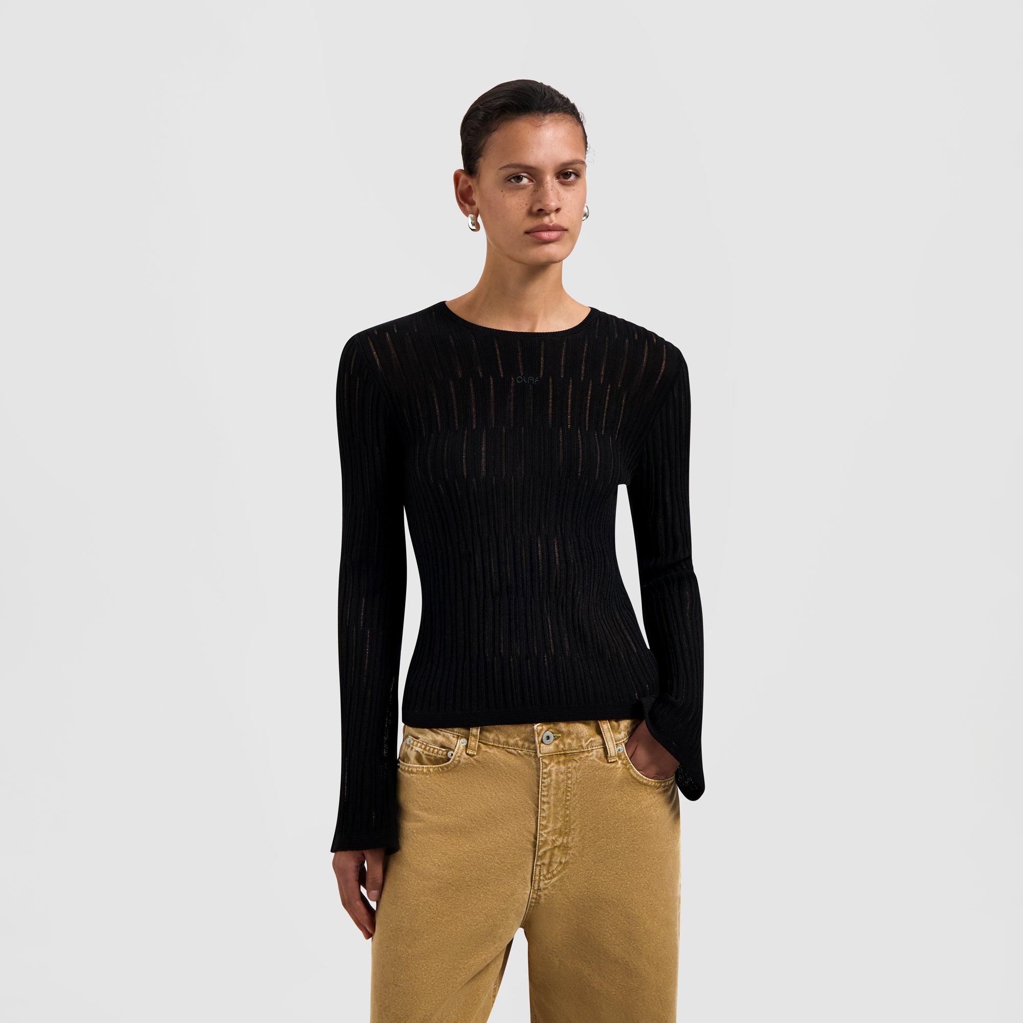 Retro Logo Wide Sleeve Knit - Black