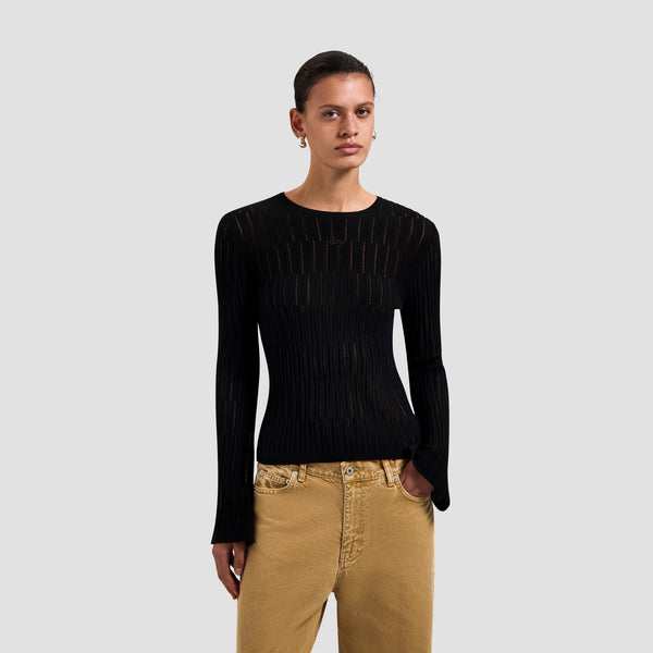 Retro Logo Wide Sleeve Knit - Black