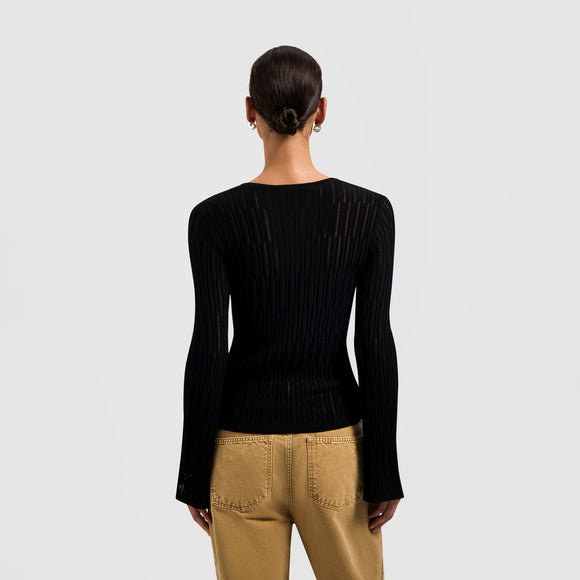 Retro Logo Wide Sleeve Knit - Black