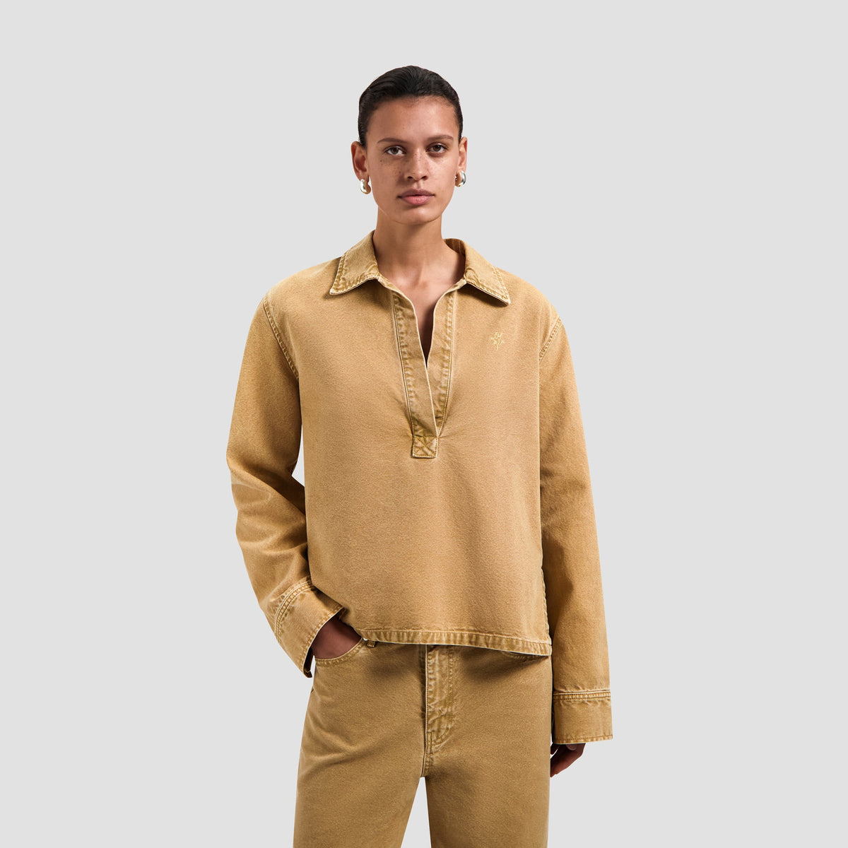 MONOGRAM WASHED CANVAS OVERSHIRT | MEDAL BRONZE