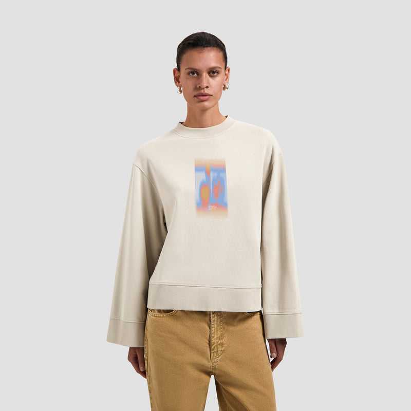 Brushstroke Graphic Crewneck - Cement