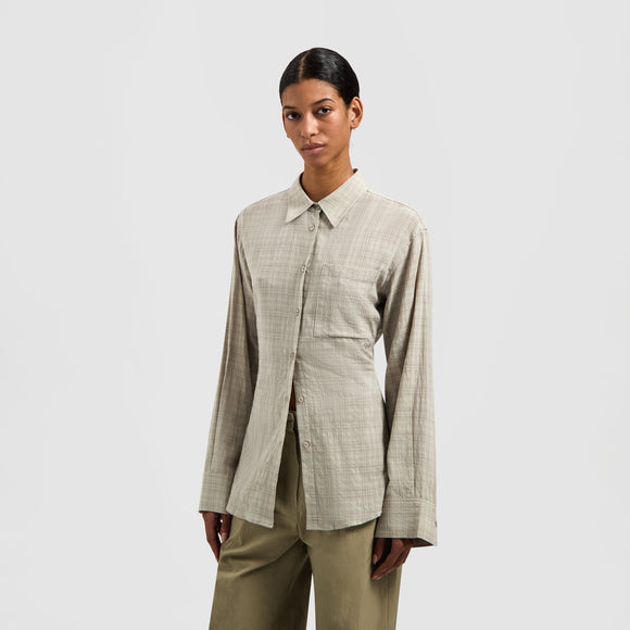 Checked Fitted Shirt - Cement