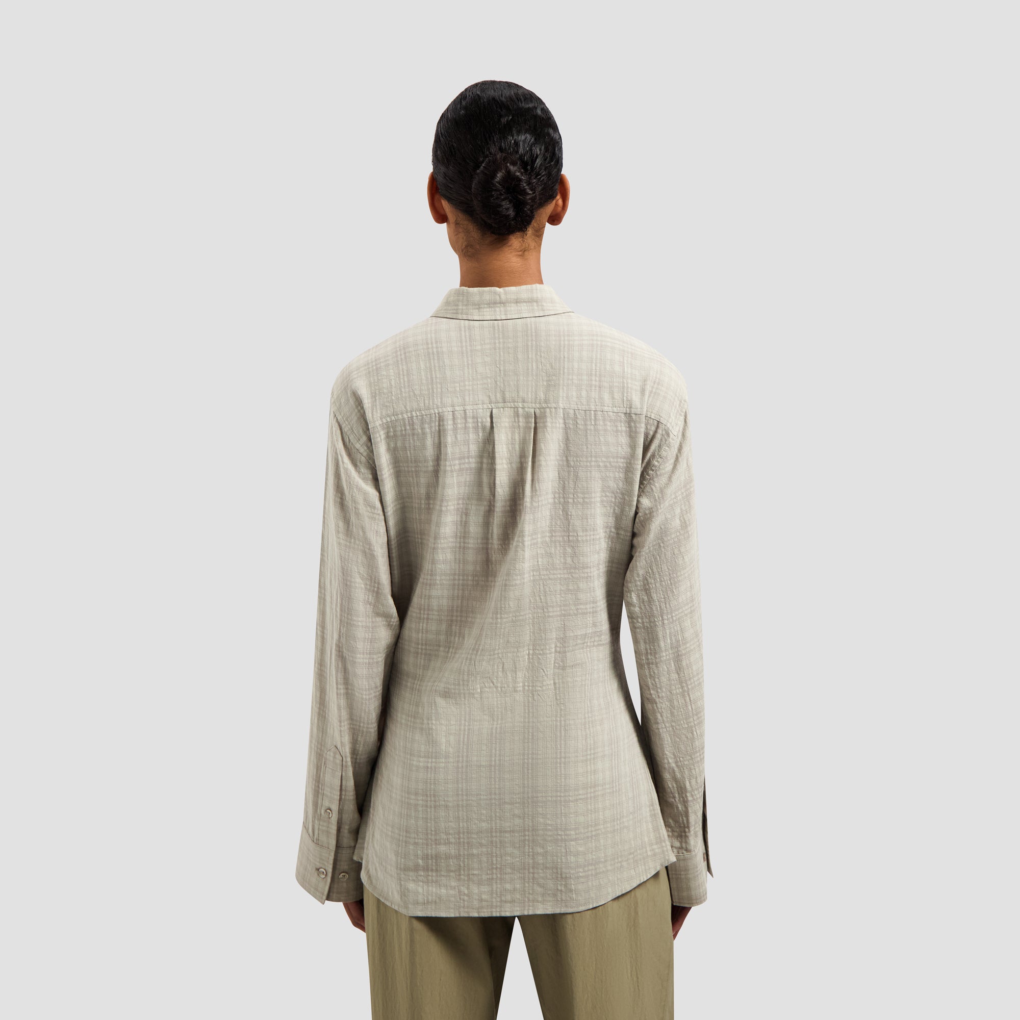 Checked Fitted Shirt - Cement