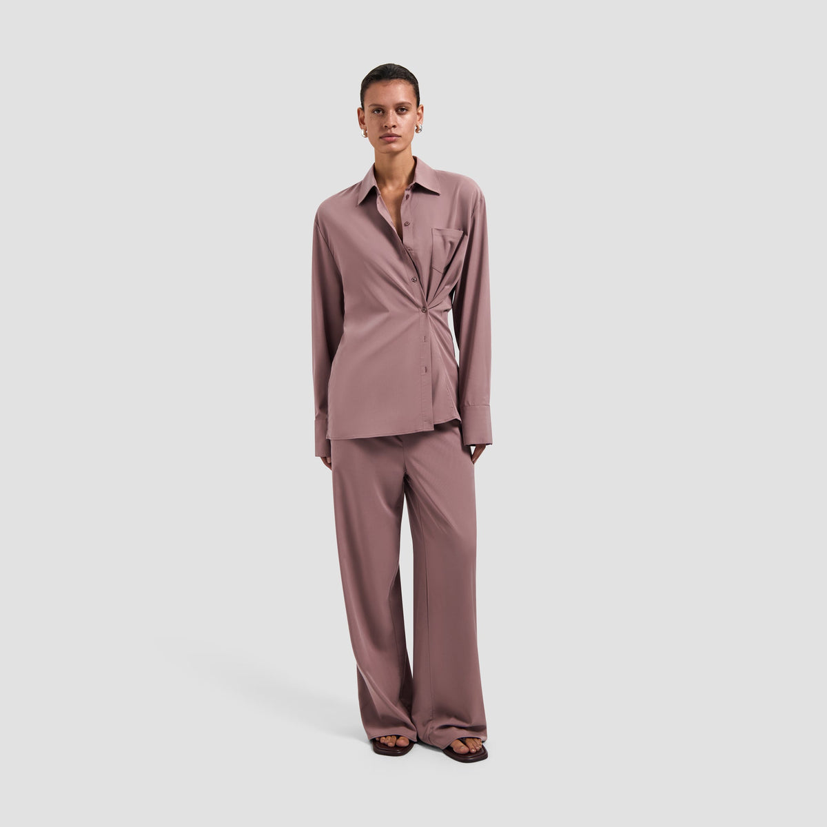 DRAPEY ASYMMETRIC SHIRT | TWILIGHT MAUVE