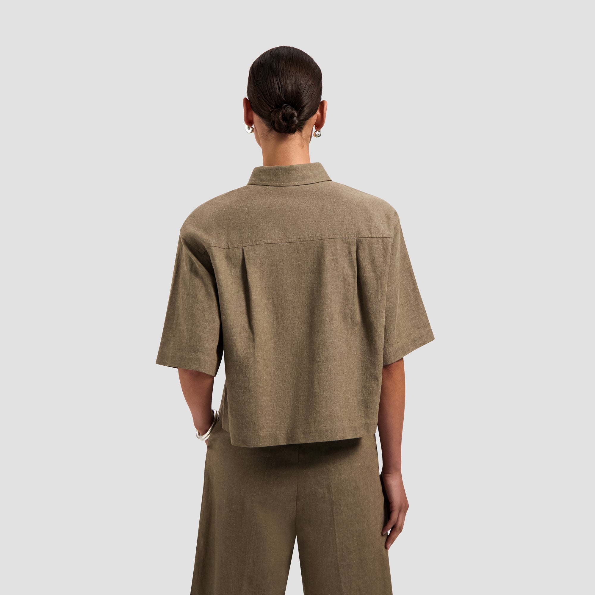 Linen Short Sleeve Shirt - Taupe