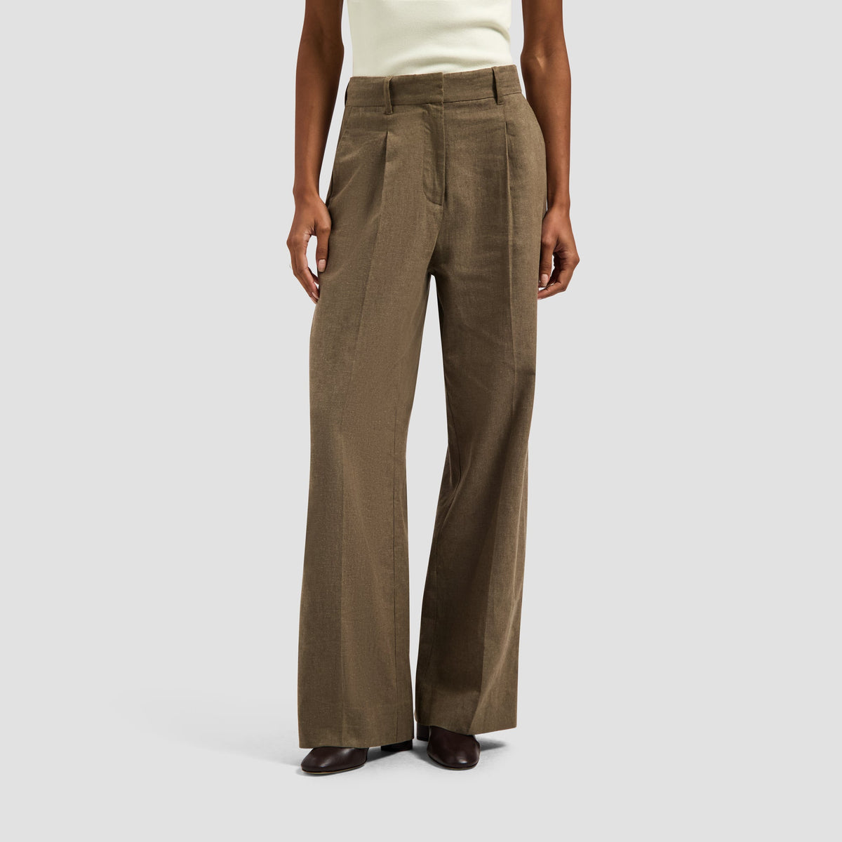LINEN TAILORED TROUSERS | TAUPE