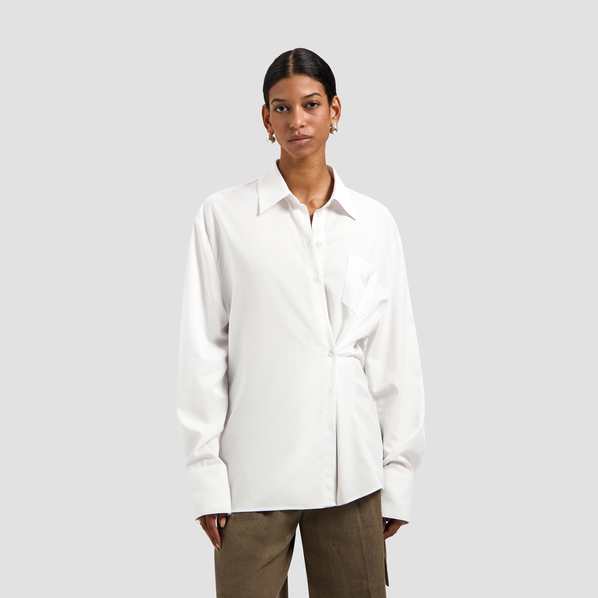 Drapey Asymmetric Shirt - Optical White – OLAF