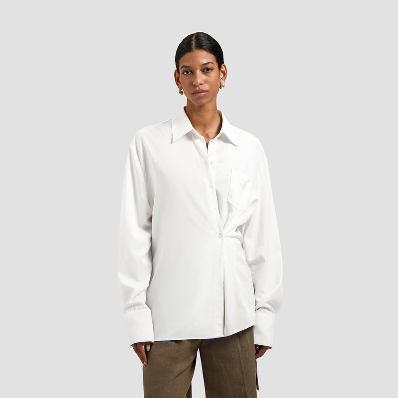 Drapey Asymmetric Shirt - Optical White
