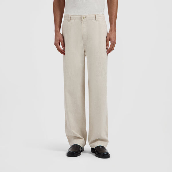Linen Barrel Leg Pants - Cement