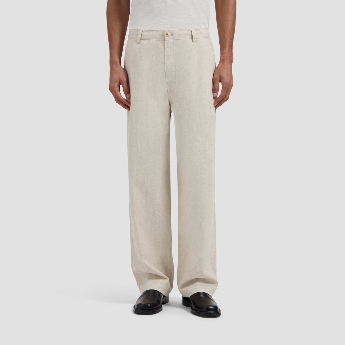 LINEN BARREL LEG PANTS | CEMENT