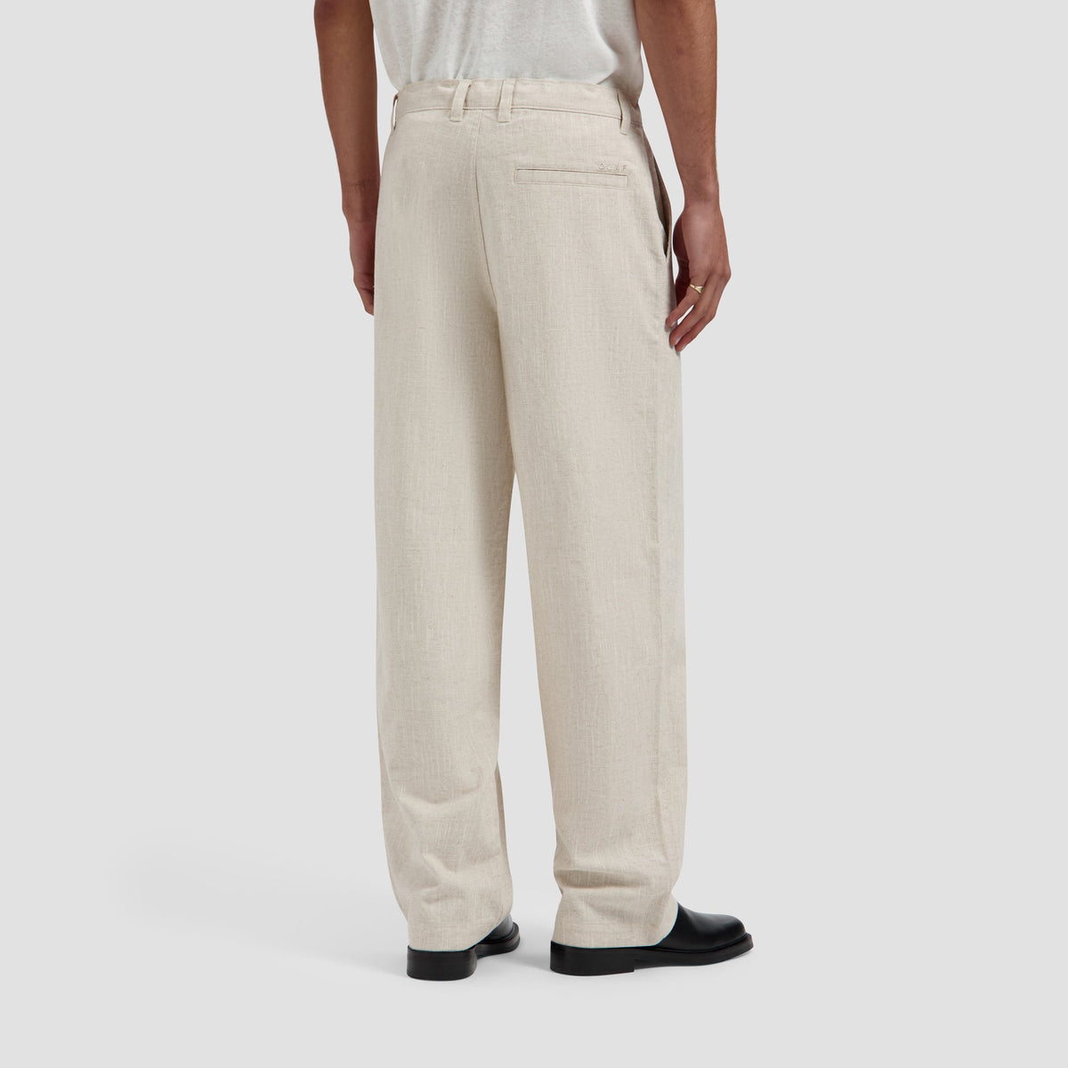 LINEN BARREL LEG PANTS | CEMENT
