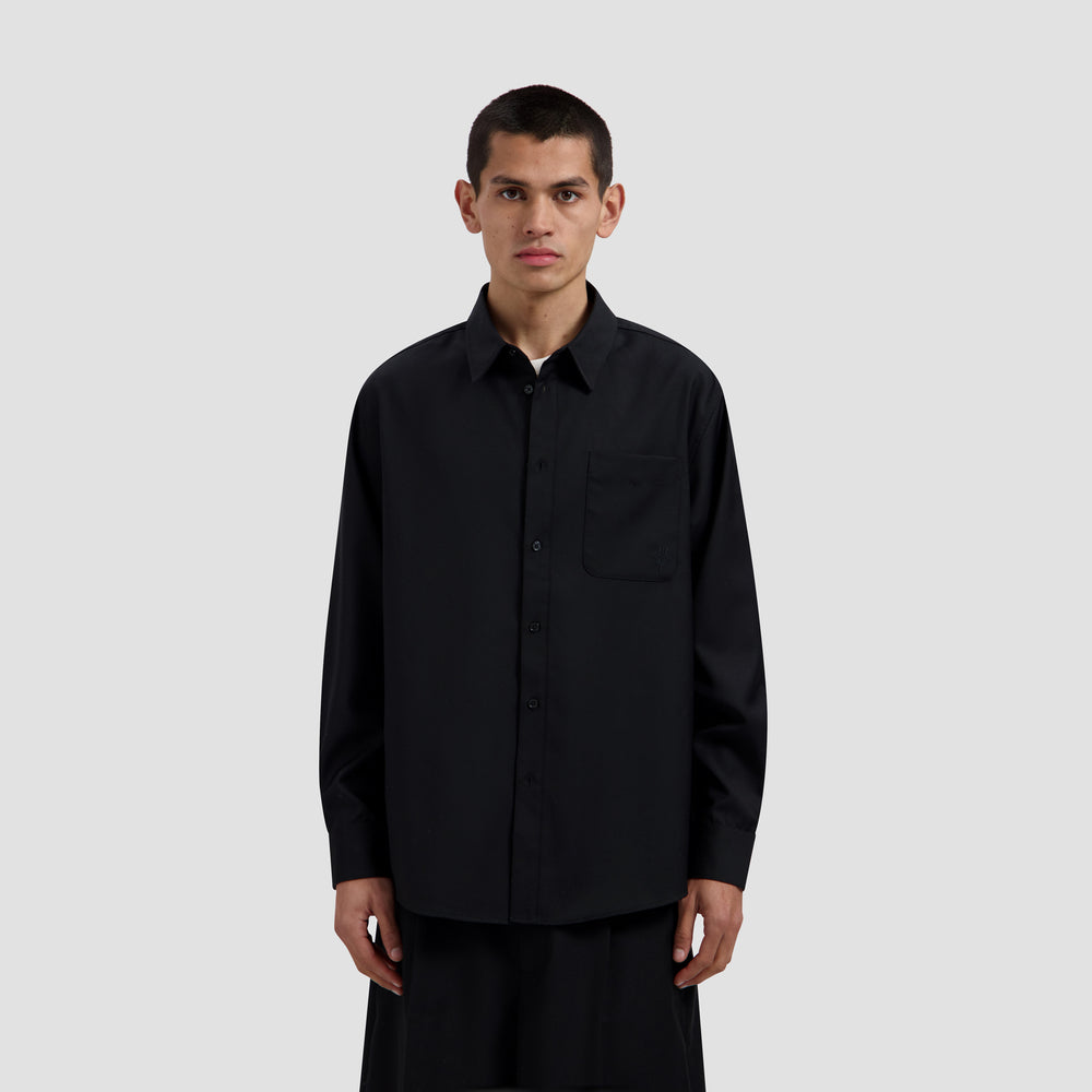 Tropical Wool Blend Shirt - Black