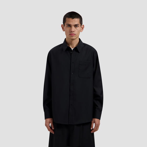 Tropical Wool Blend Shirt - Black