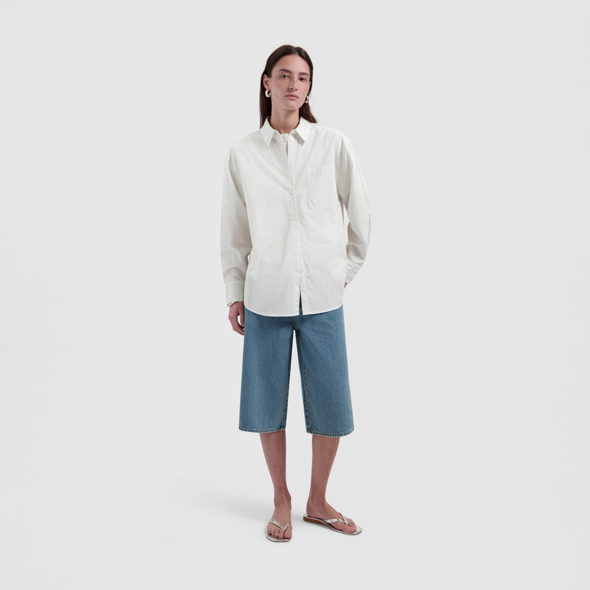 STRIPE OVERSIZED SHIRT | OFF WHITE / TREEHOUSE