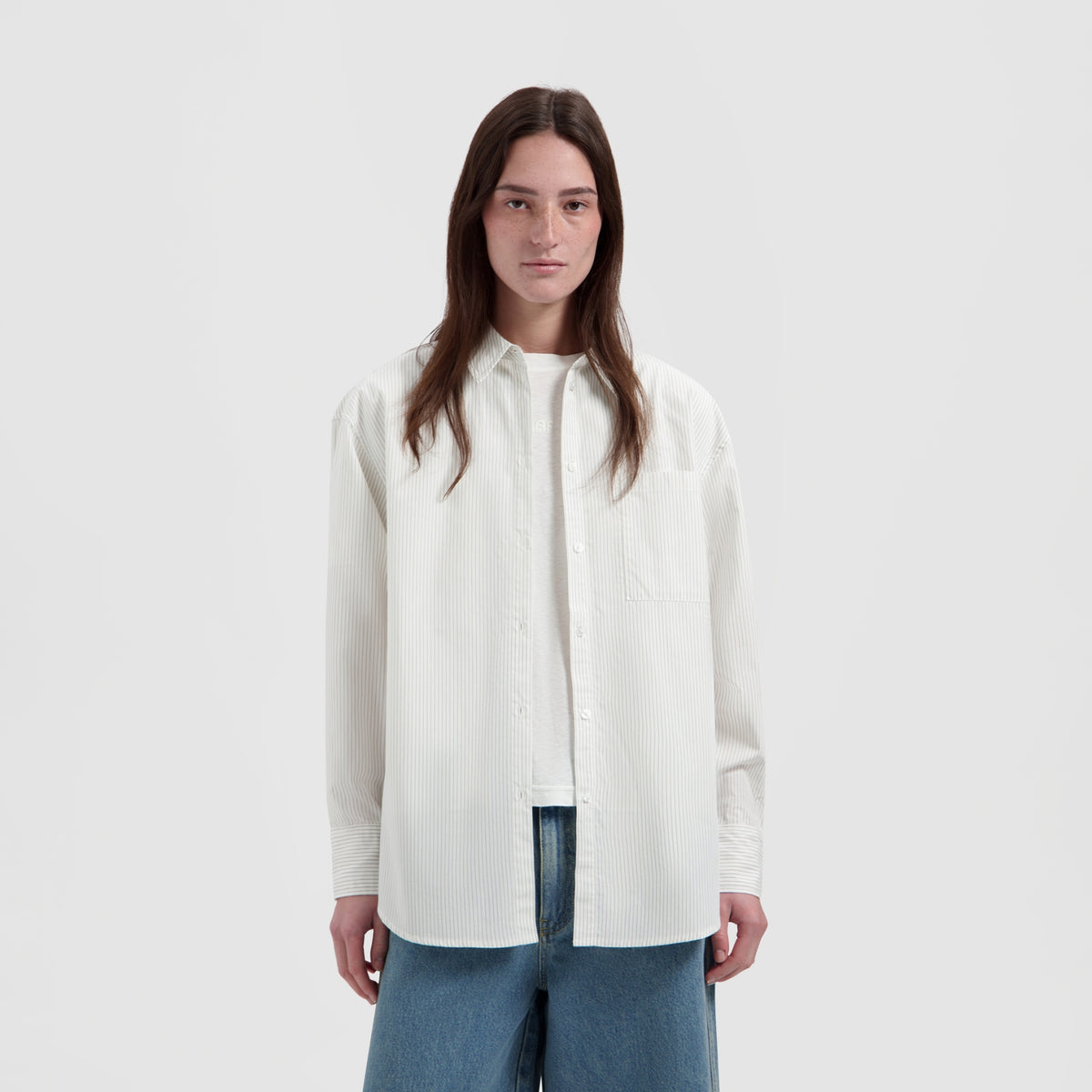 STRIPE OVERSIZED SHIRT | OFF WHITE / TREEHOUSE