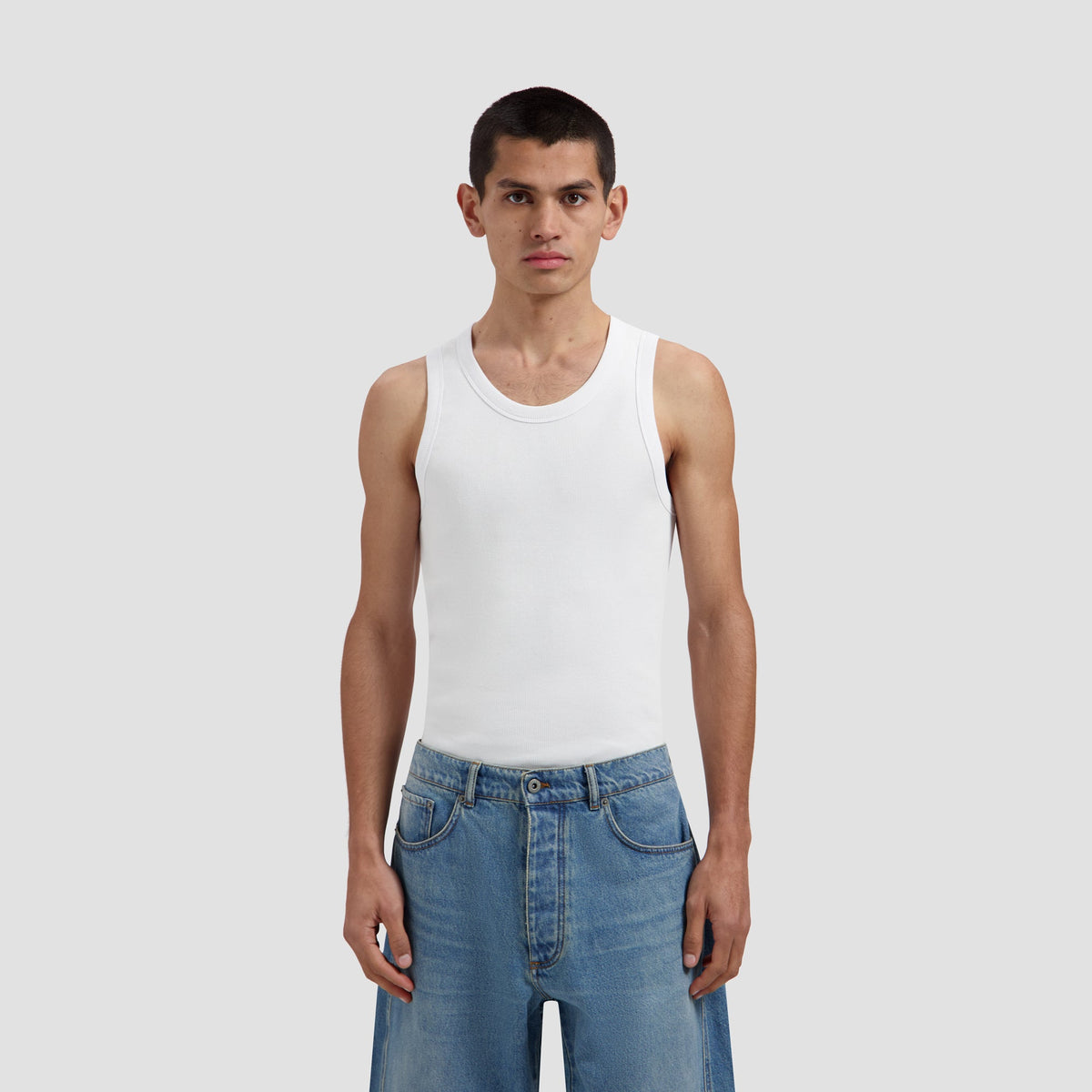 ESSENTIAL RIB TANK TOP | OPTICAL WHITE