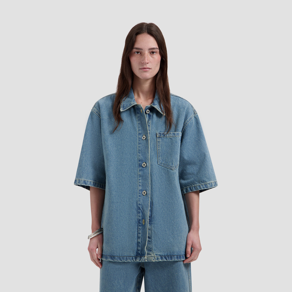 Monogram SS Denim Jacket - Light Indigo