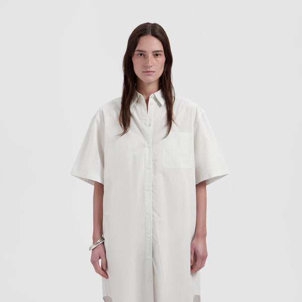 Stripe Shirt Dress - Off-White/Treehouse