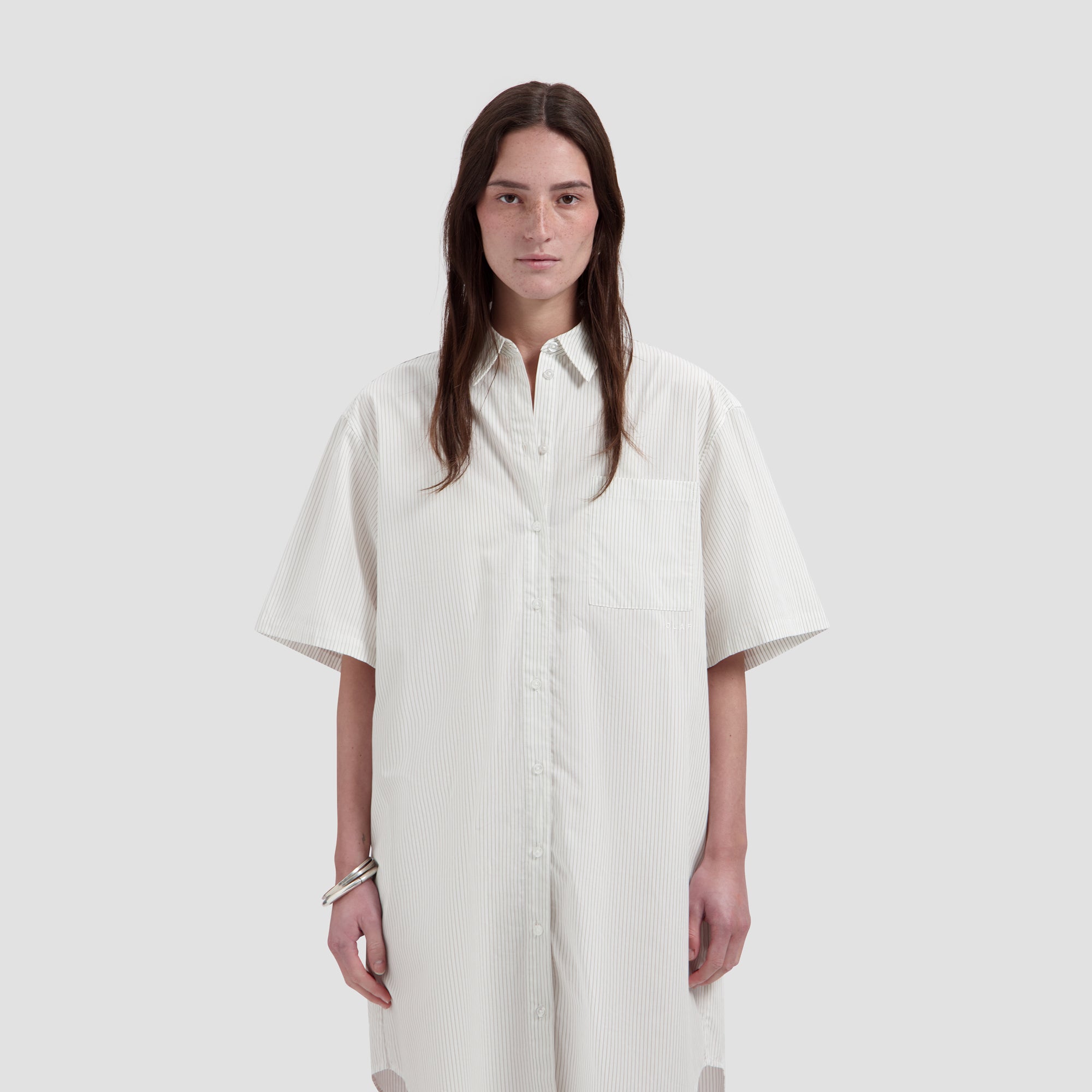 Stripe Shirt Dress - Off-White/Treehouse