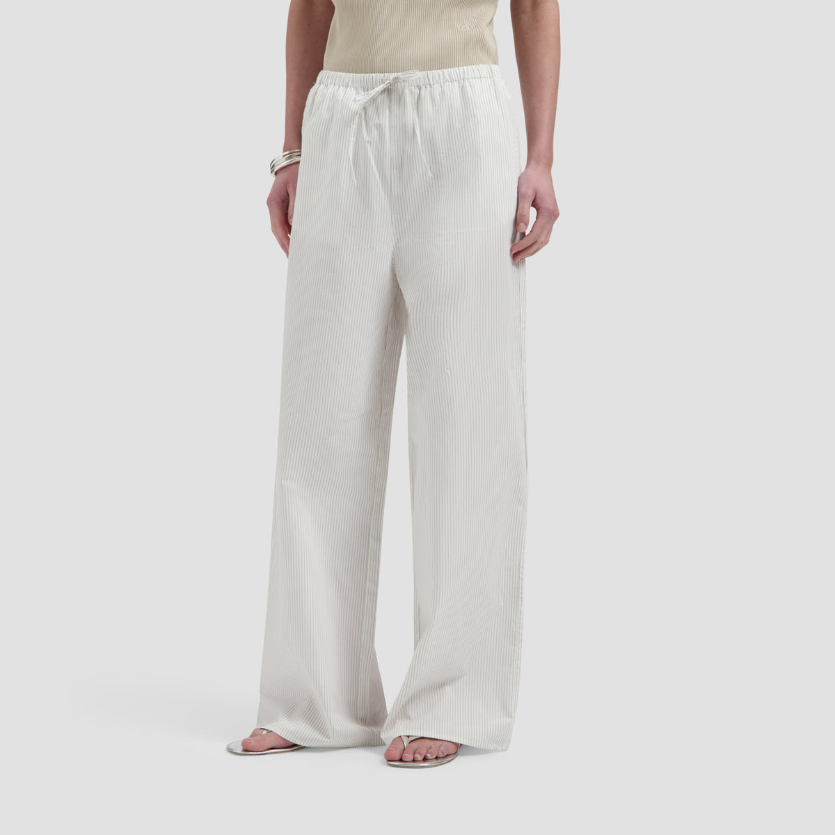 STRIPE DRAPEY PANTS | OFF WHITE / TREEHOUSE